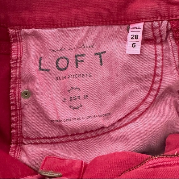 Ann Taylor LOFT Sz 28/6 Burgundy Red High Waist 5 Pocket Stretch Jeans - Picture 6 of 7